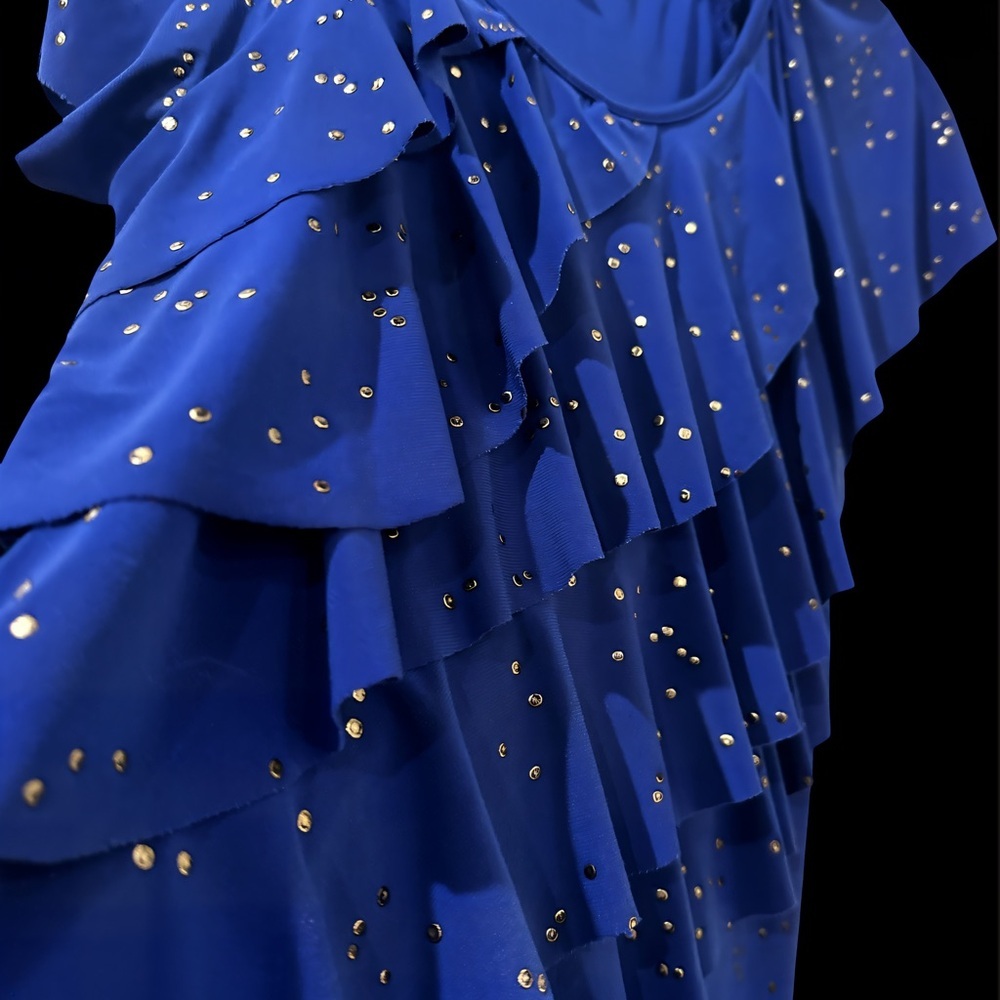 Women's Blue Ruffled Top | Elementz Size S | Go-To-Top - Picture 4 of 6